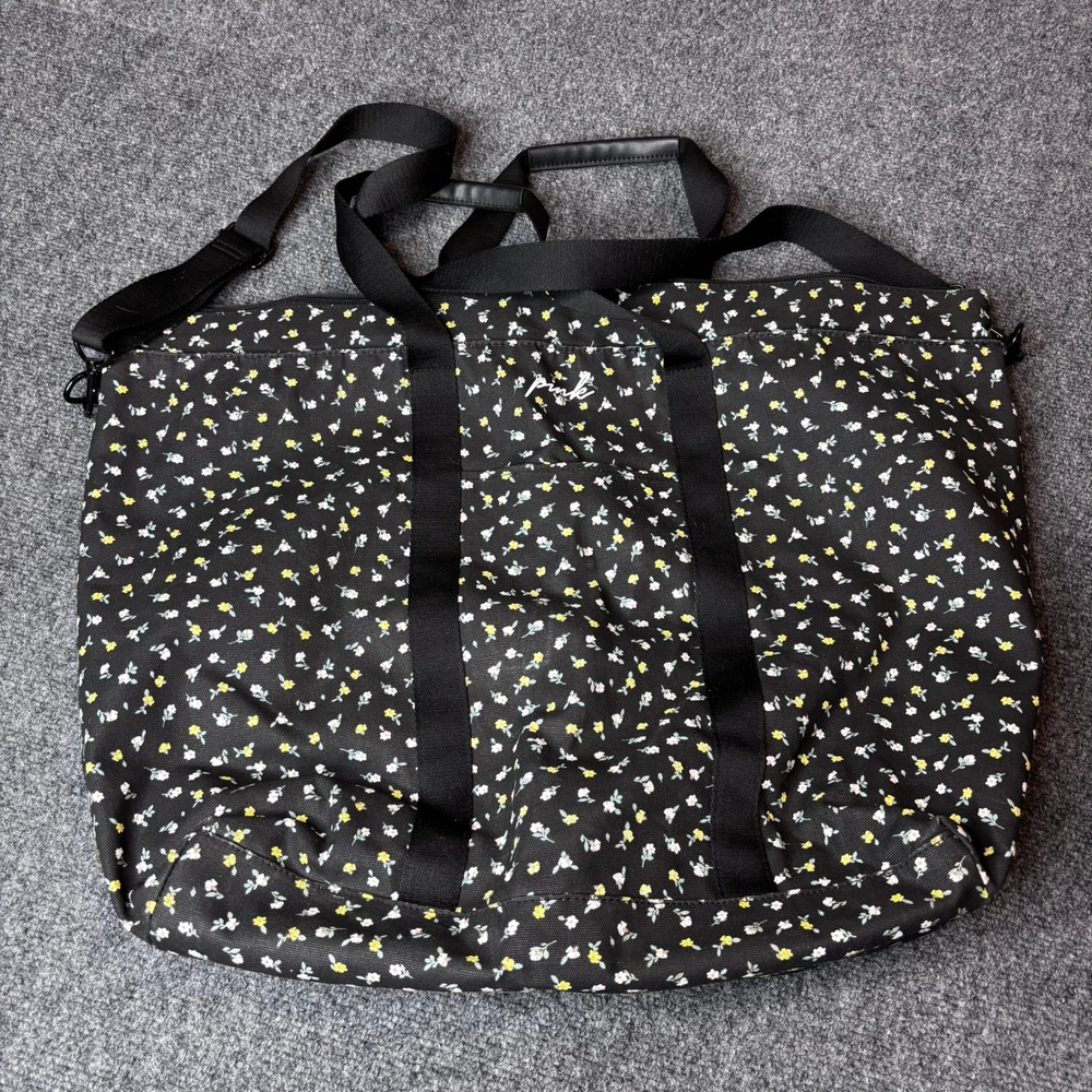 PINK Floral Print Travel Tote Bag with‎ Shoulder Strap Carry-On